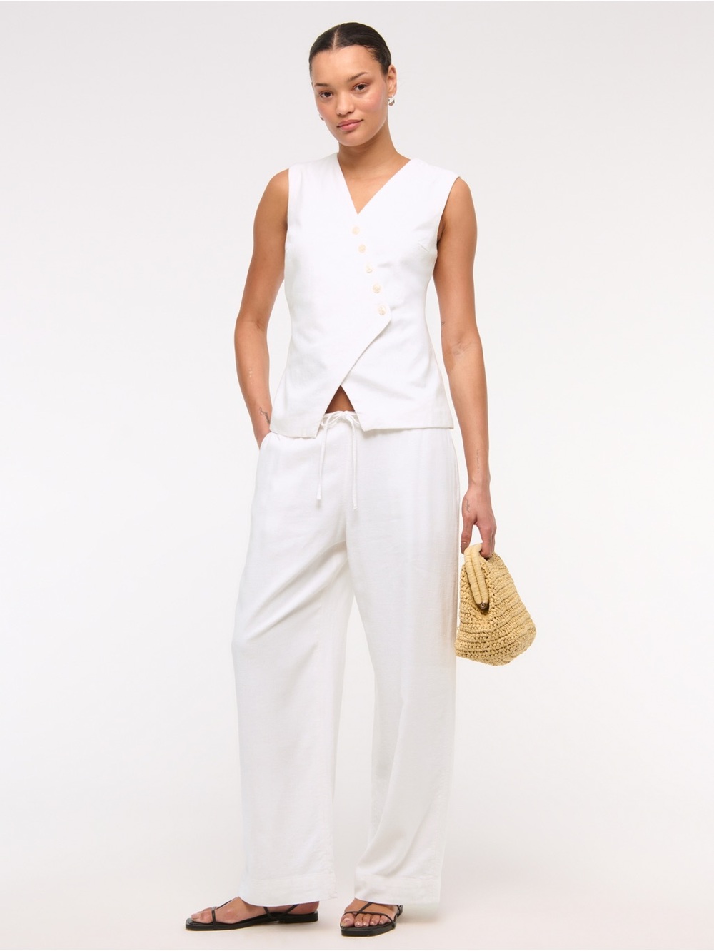 Linen-Blend Pull-On Pant